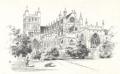 Exeter Cathedral from the garden of the Bishop's Palace : Reduce to 7 in.  Bristol Observer