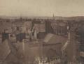 View of Exeter from the roof of the Conservative Club.  Half Moon Hotel, demolished in 1912, in the foreground